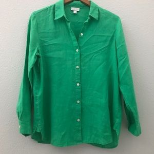 J.jill Love Linen Green button down shirt small